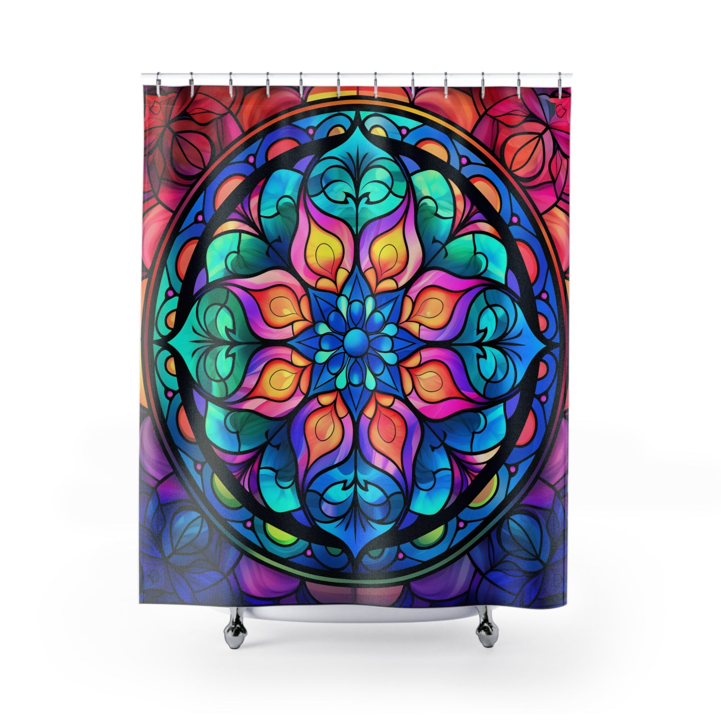 Stained Glass - Mandala - Shower Curtain - Home Decor, Bathroom Decor 71" x 74"