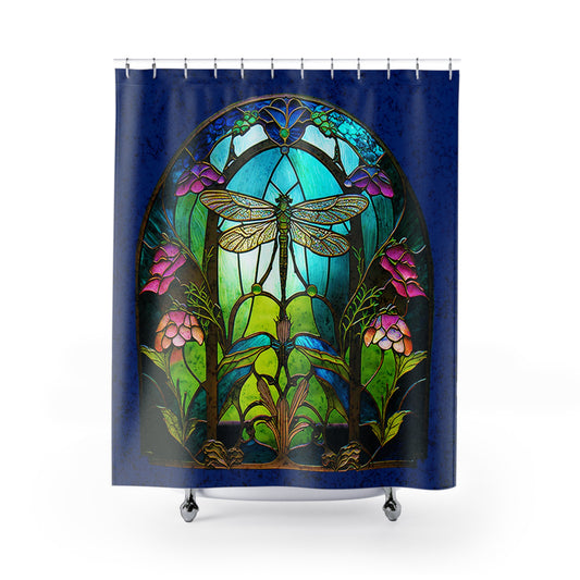 Stained Glass - Dragon Fly - Shower Curtain - Home Decor, Bathroom Decor 71"  x 74"