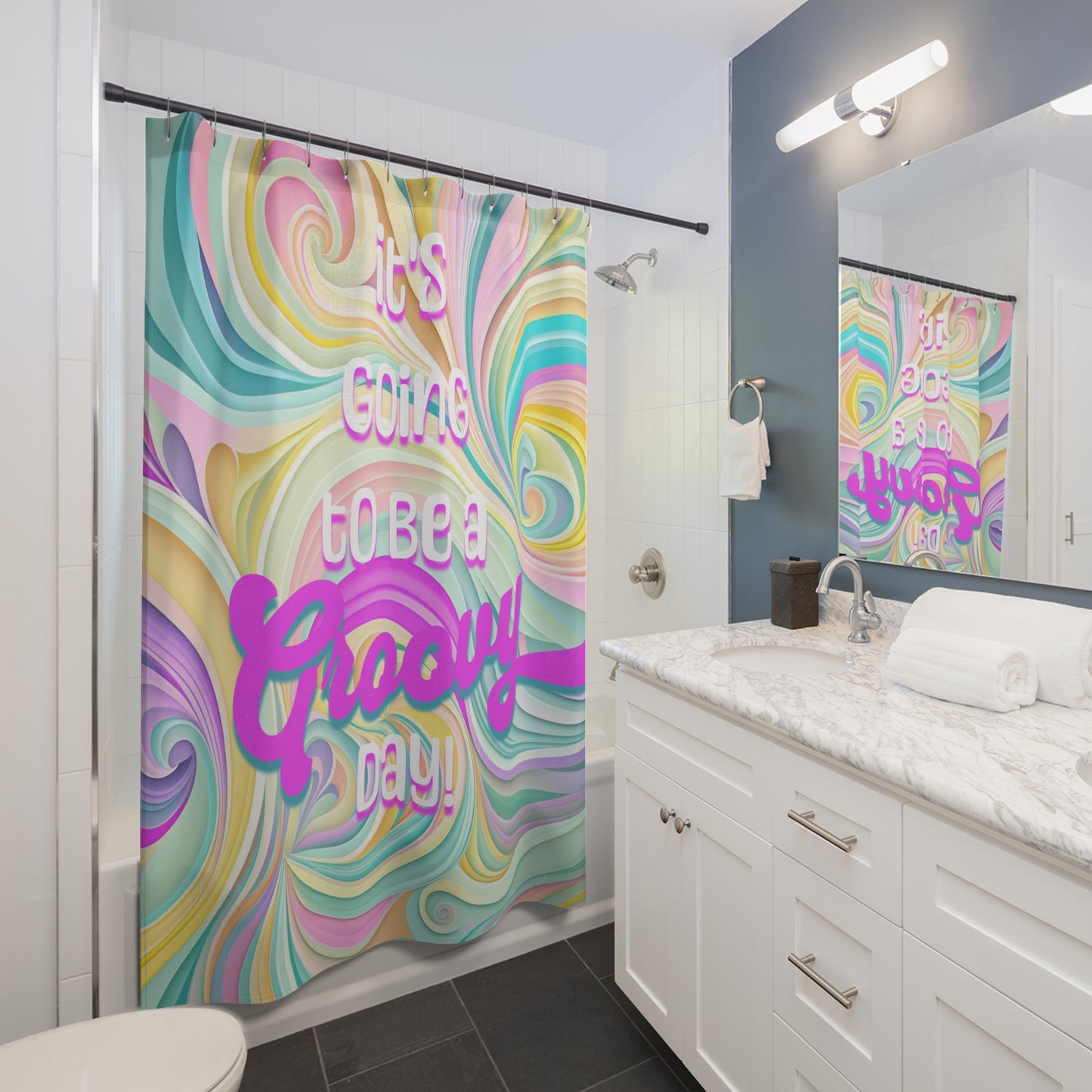 Retro, Hippie, 60's - SHOWER CURTIAIN - Home Decor, Bathroom Decor, Funky, Housewarming Gift