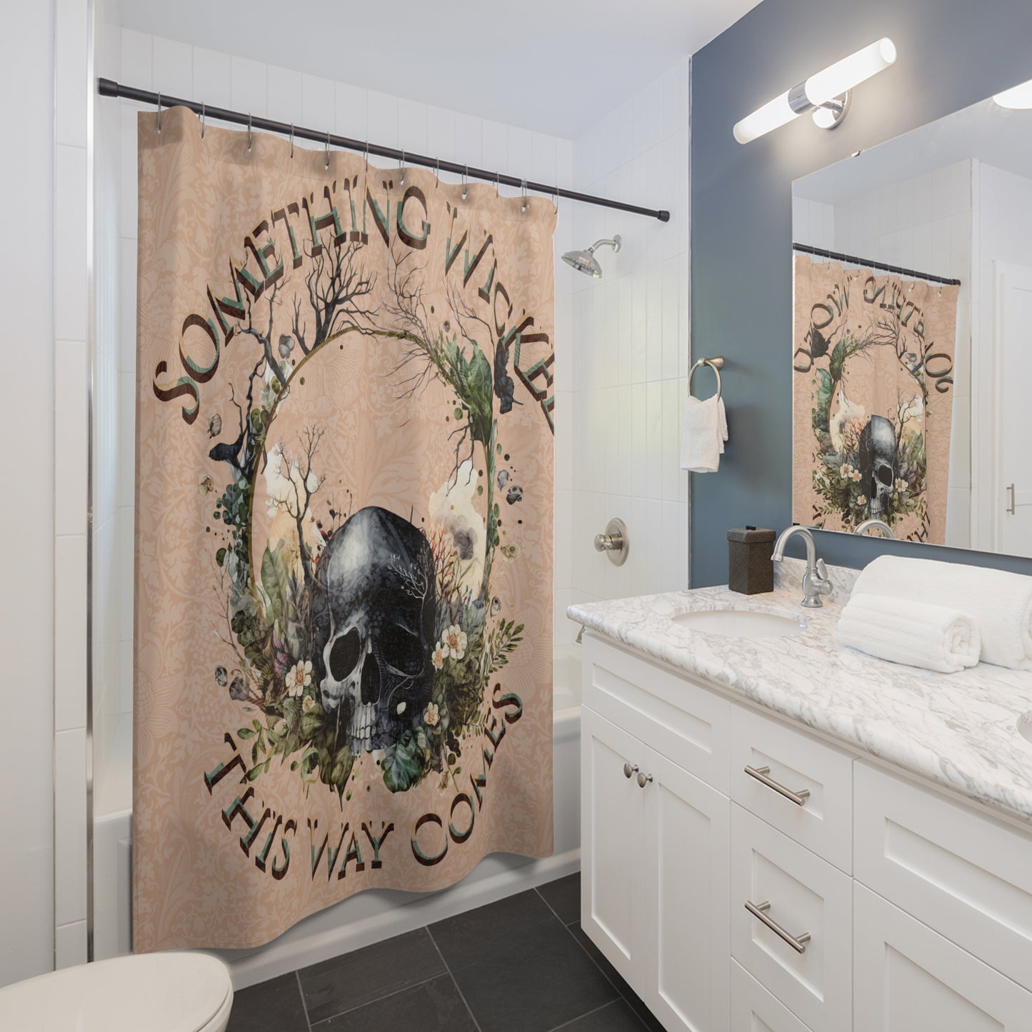 Halloween - Skull SHOWER CURTAIN - Home Decor, Bathroom Decor, Holiday Decor 71x74"