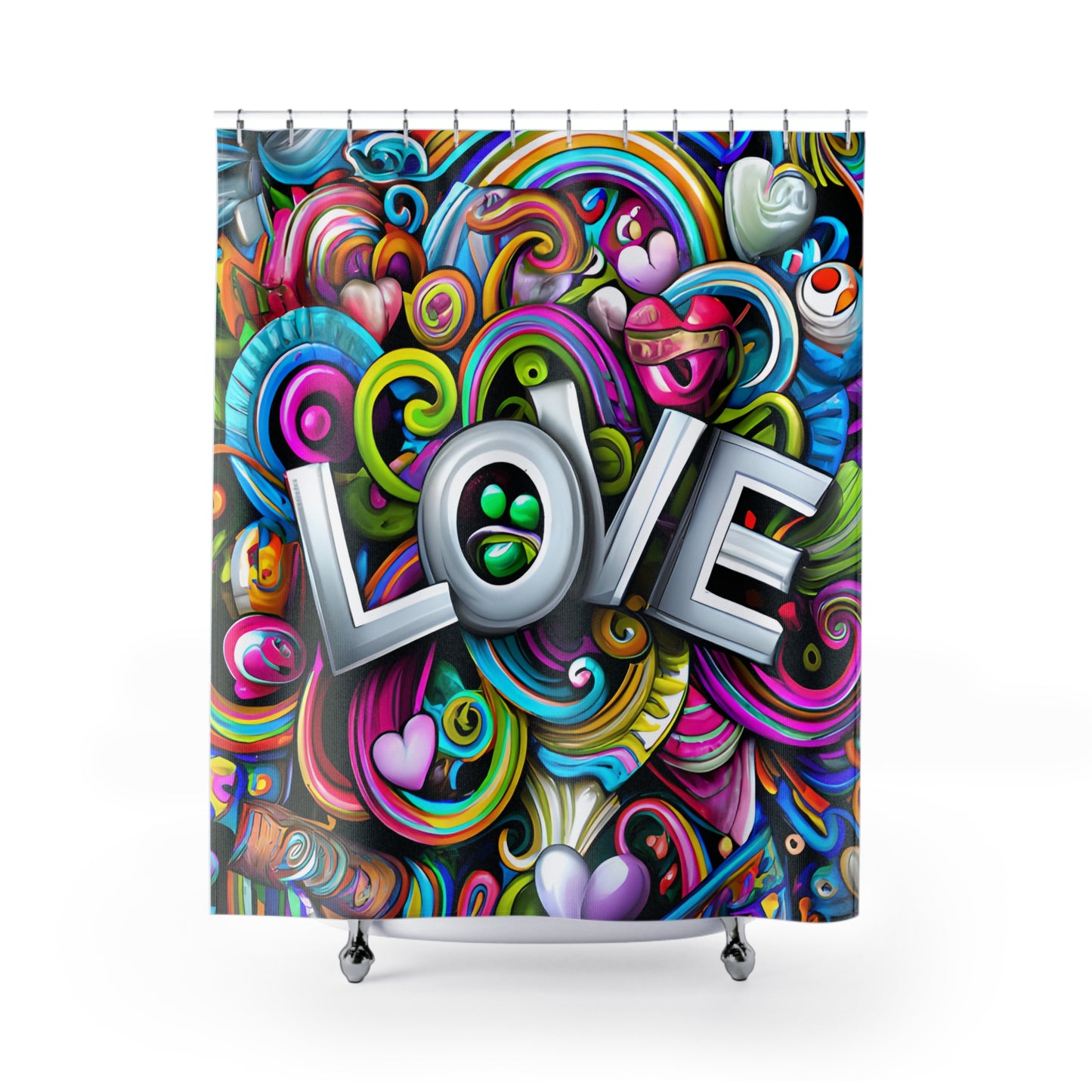 RETRO LOVE Shower Curtain - Home Decor, Bathroom Decor