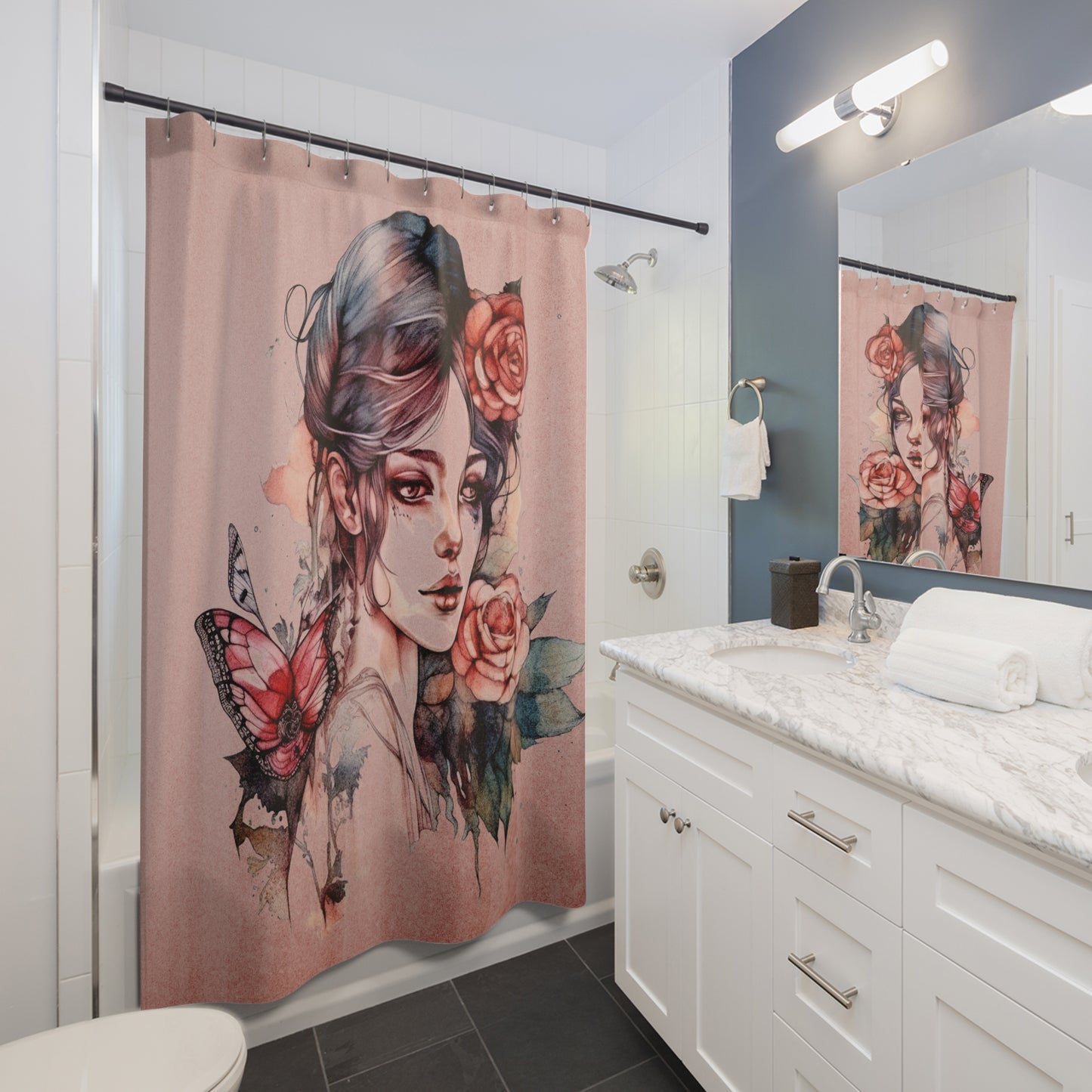 Gothic - Goddess - Shower Curtain - Home Decor, Bathroom Decor 71"  x 74"