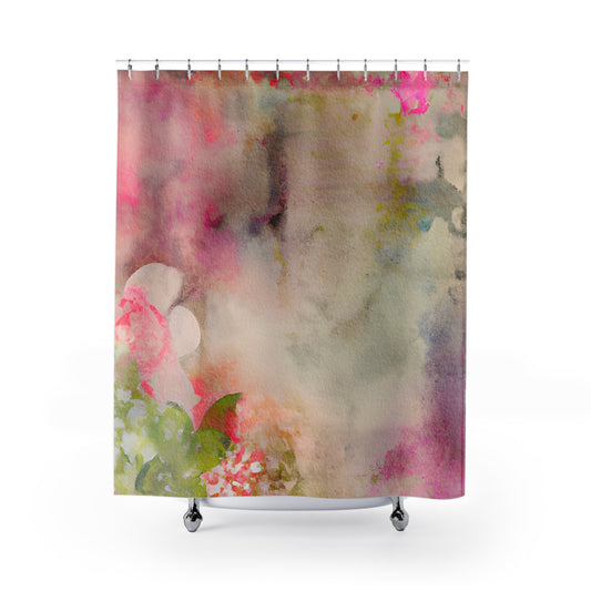 Shabby Chic - Pink Floral - Shower Curtain - Home Decor, Bathroom Decor 71"  x 74"