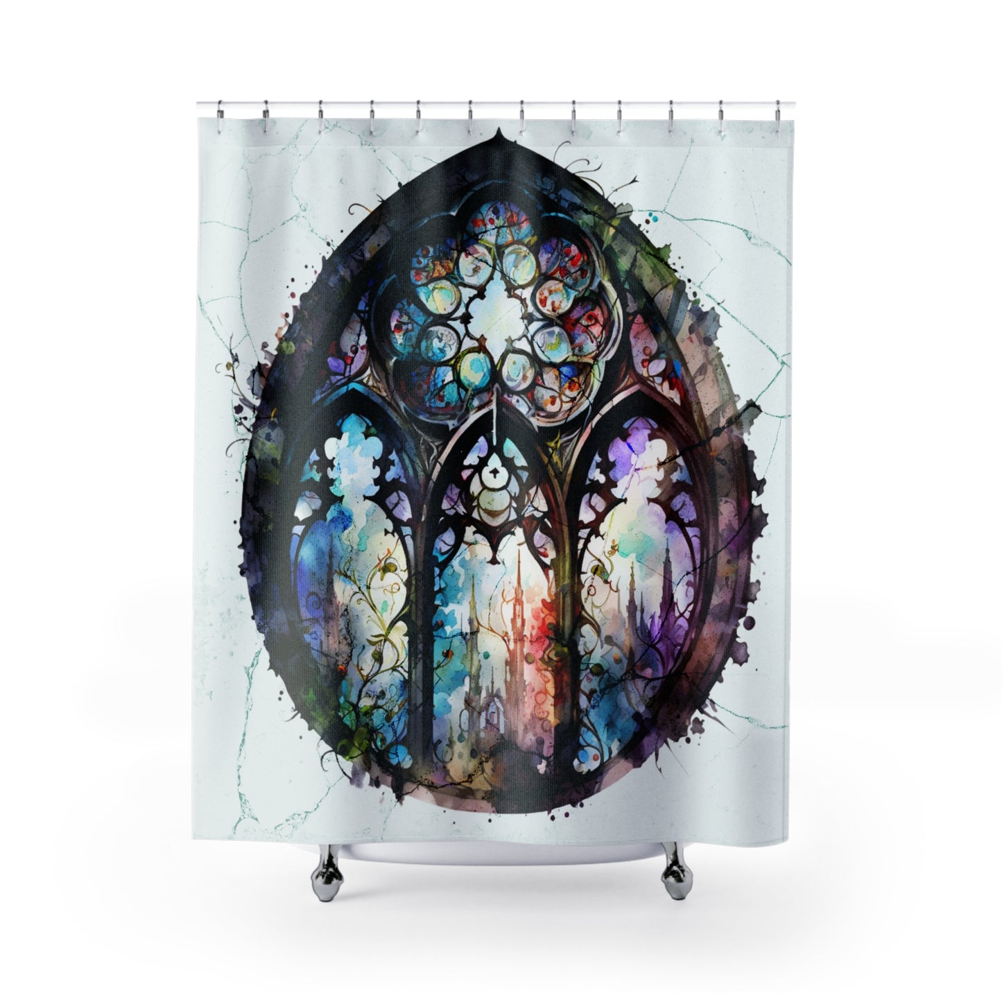 Gothic - Stained Glass Window - Shower Curtain - Home Decor, Bathroom Decor 71"  x 74"