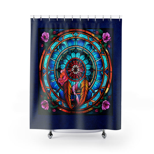 Stained Glass - Dream Catcher - Shower Curtain - Home Decor, Bathroom Decor 71"  x 74"